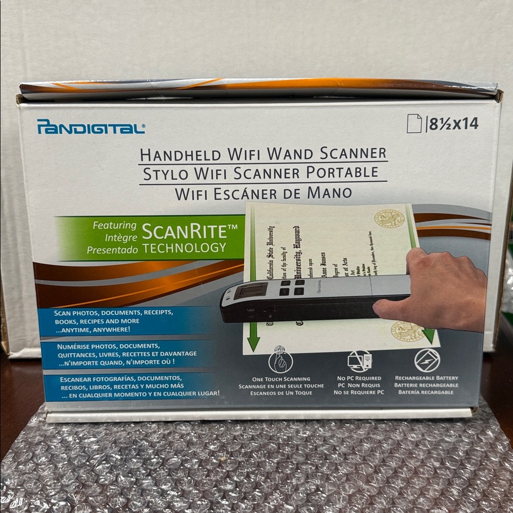 New  Pandigital Handheld Wand Scanner Feeder Dock Documents Receipts Wi-Fi